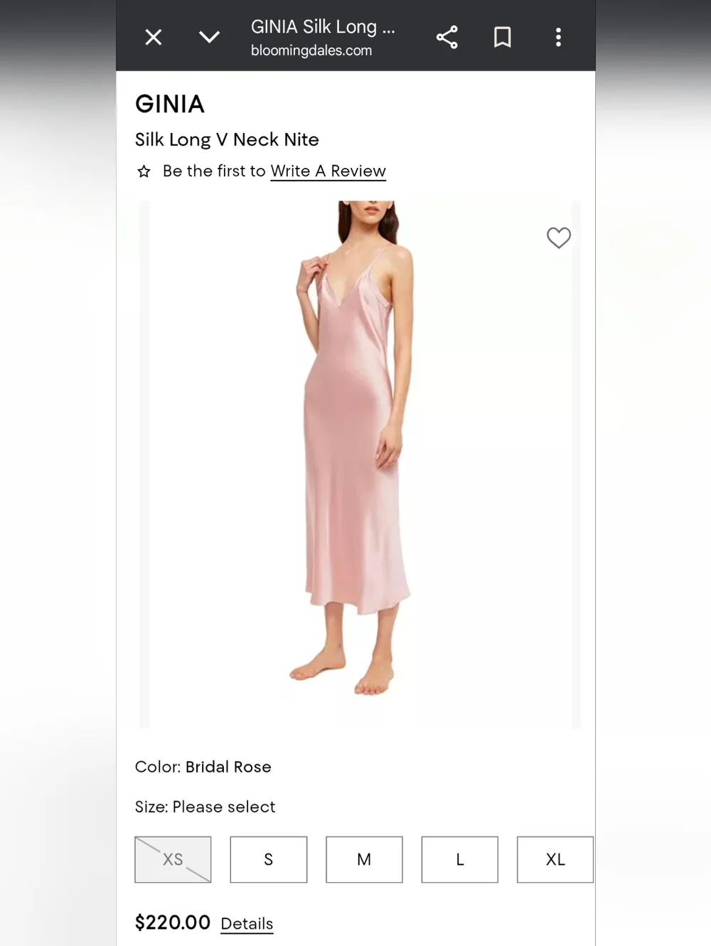 Ginia Silk V-Neck Long Slip in Bridal Rose - Picture 2 of 9
